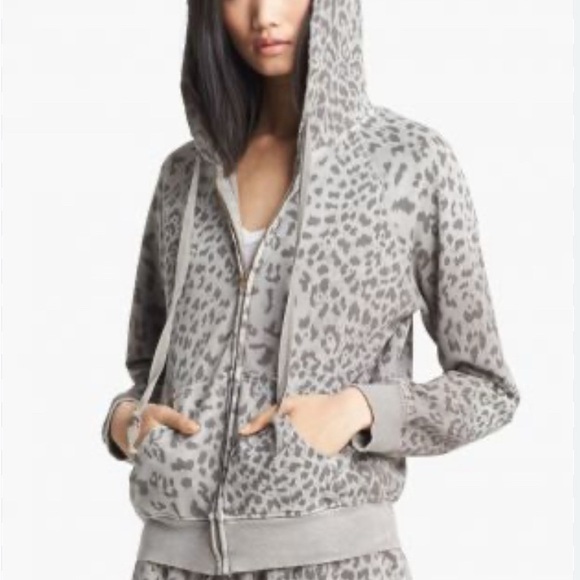 Current/Elliott Tops - Current/Elliott Leopard Print Gray Hoodie Size 2